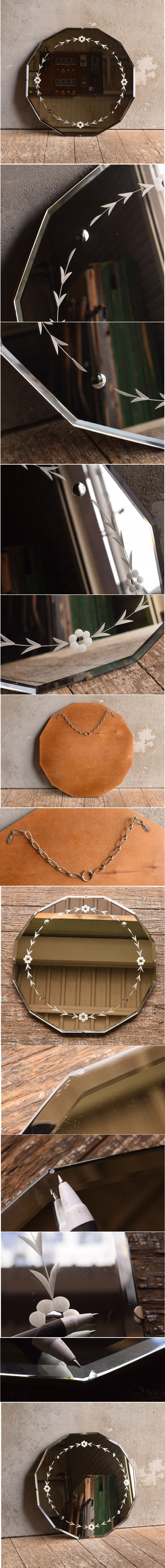 イギリス アンティーク　 壁掛けミラー 鏡　13613