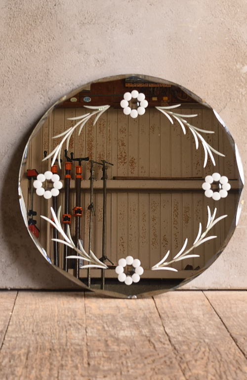 イギリス アンティーク　 壁掛けミラー 鏡　13614