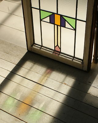 イギリス アンティーク ステンドグラス 幾何学 2869