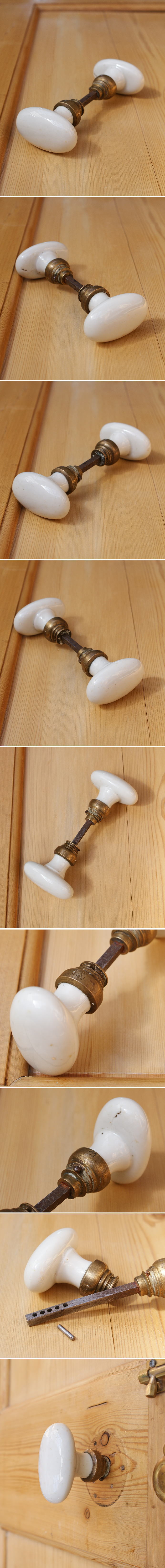 フレンチ アンティーク 陶器製ドアノブ 建具金物 3037