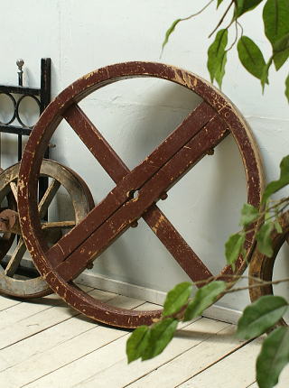 イギリス アンティーク 木製 車輪(大） ガーデンオーナメント 3132