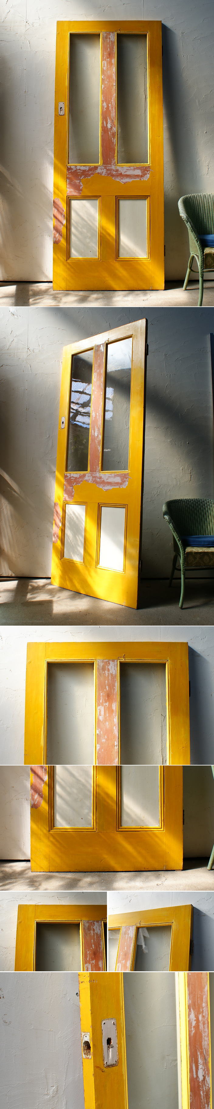 イギリスアンティーク ガラス入り木製ドア 扉 建具 ディスプレイ 4396