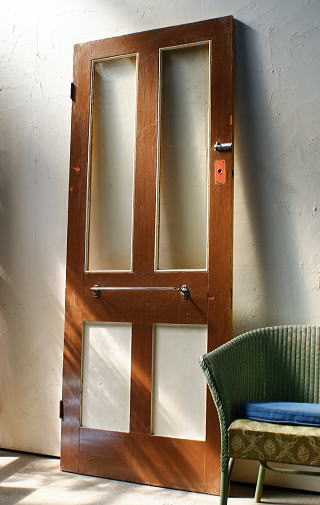 イギリスアンティーク ガラス入り木製ドア 扉 建具 ディスプレイ 4396