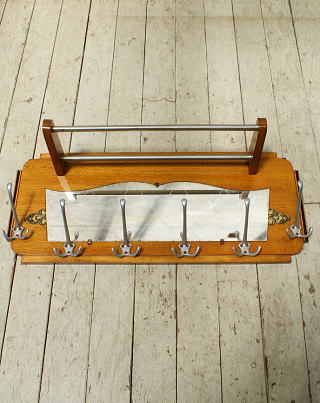 フレンチ ヴィンテージ フック＆ラック付き 壁掛けルームミラー 5612