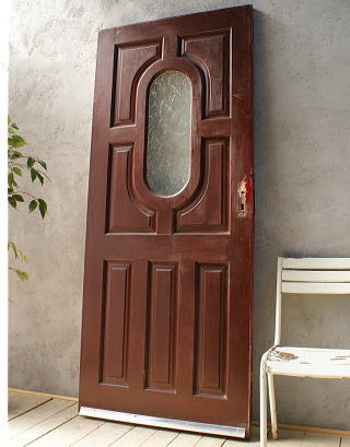 イギリス アンティーク ガラス入り木製ドア 扉 ディスプレイ 建具　6092