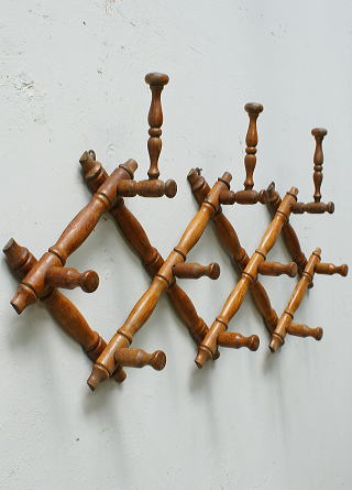 フレンチ アンティーク 木製コート＆ハットフック 6390