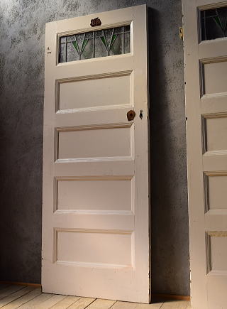 イギリス アンティーク ステンドグラス入り木製ドア 扉 建具 6539
