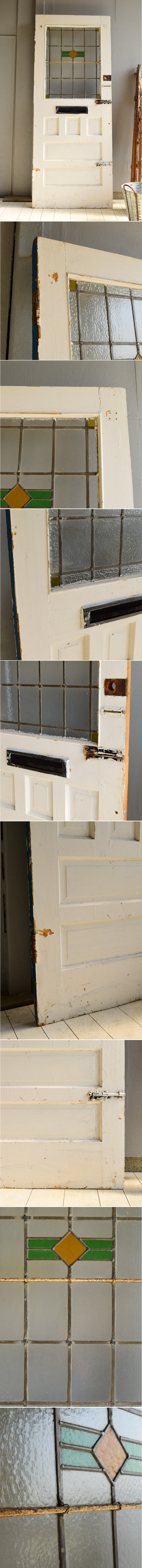 イギリス アンティーク ステンドグラス入り木製ドア 扉  建具 9543