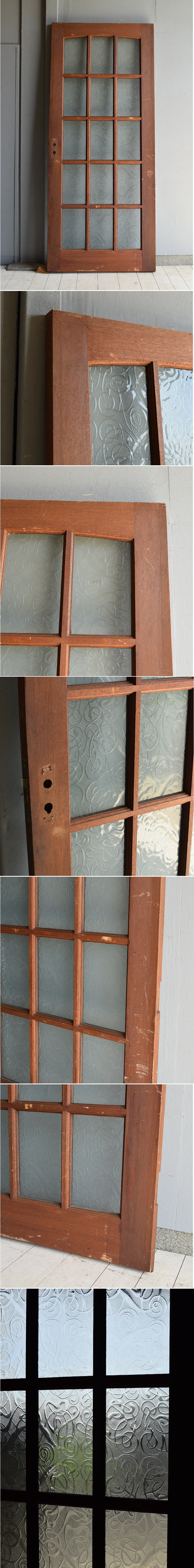 イギリス アンティーク ガラス入り木製ドア 扉 建具 7097