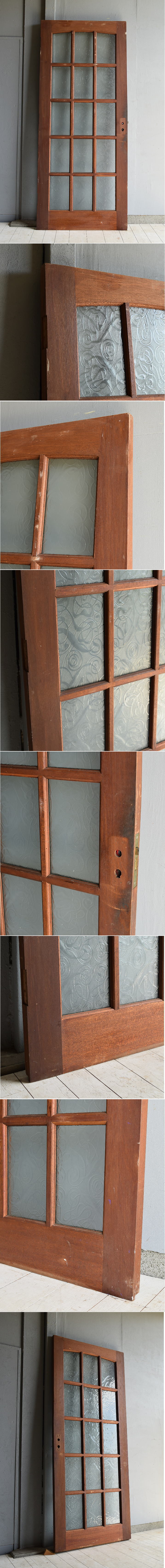 イギリス アンティーク ガラス入り木製ドア 扉 建具 7097