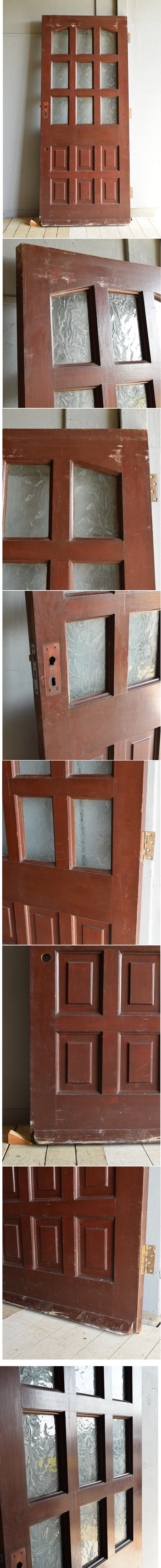 イギリス アンティーク ガラス入り木製ドア 扉 建具 7213