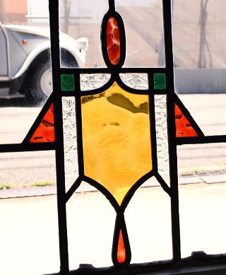 イギリス アンティーク ステンドグラス 幾何学 9553