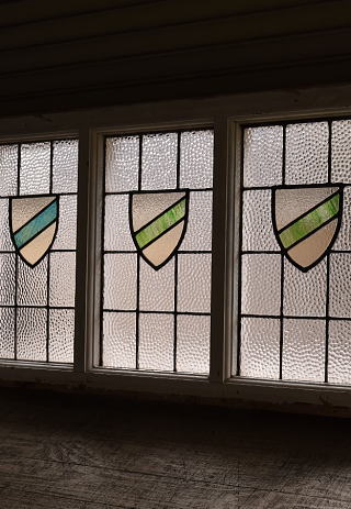 イギリス アンティーク ステンドグラス 幾何学 9747
