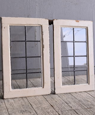 イギリス アンティーク 窓×2 無色透明 9754