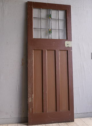 イギリス アンティーク ステンドグラス入り木製ドア 扉 建具 9781