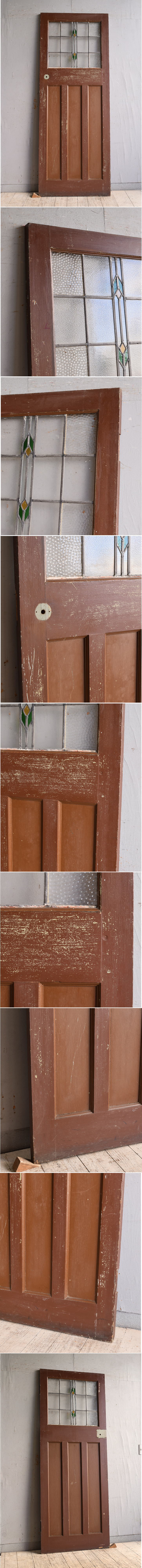 イギリス アンティーク ステンドグラス入り木製ドア 扉 建具 9782