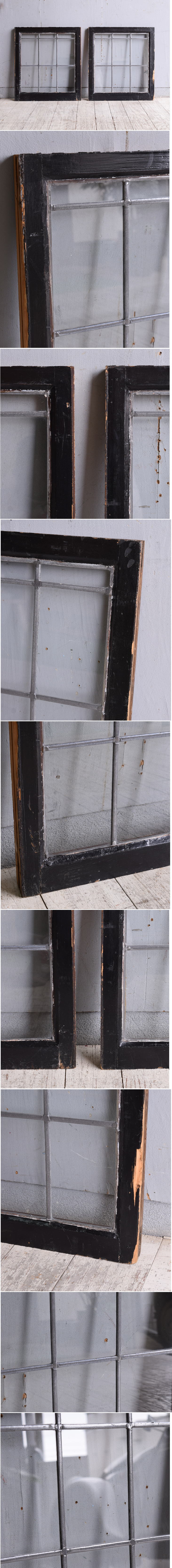 イギリス アンティーク 窓×2 無色透明 9953
